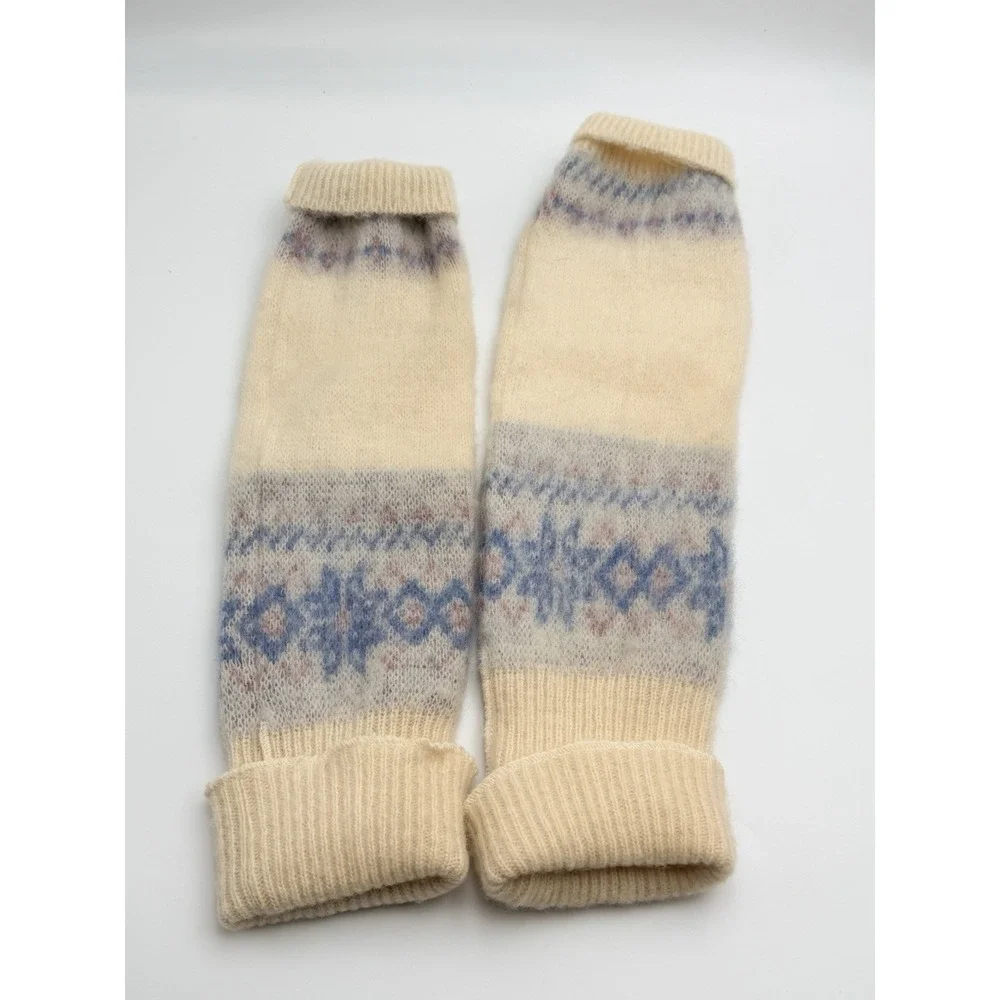 Vintage Wool Leg Warmers Fair Isle Nordic Style Cozy Cottagecore Winter Wear